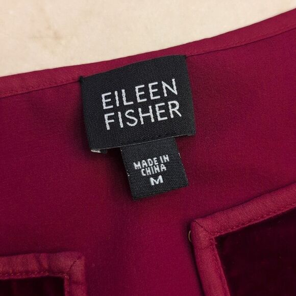 Eileen Fisher velvet jacket burgundy red size M - Picture 5 of 10